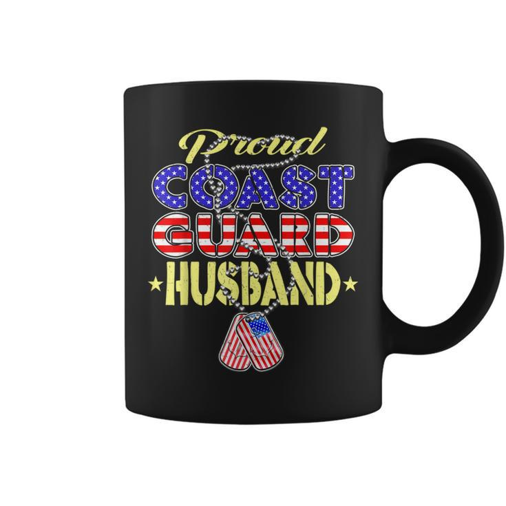 Proud Us Coast Guard Husband Us Flag Dog Tag Military Spouse Coffee Mug