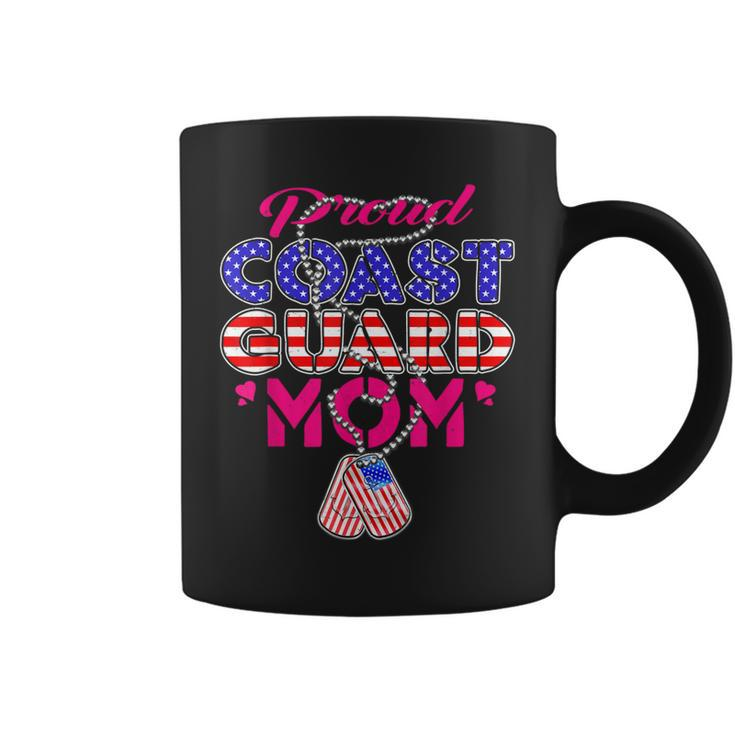 Proud Us Coast Guard Mom Dog Tags Military Mother Gift  Coffee Mug