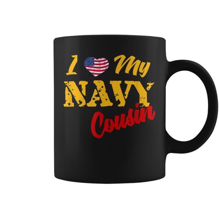 Proud Us Navy Cousin American Military Family Flag Gift Coffee Mug