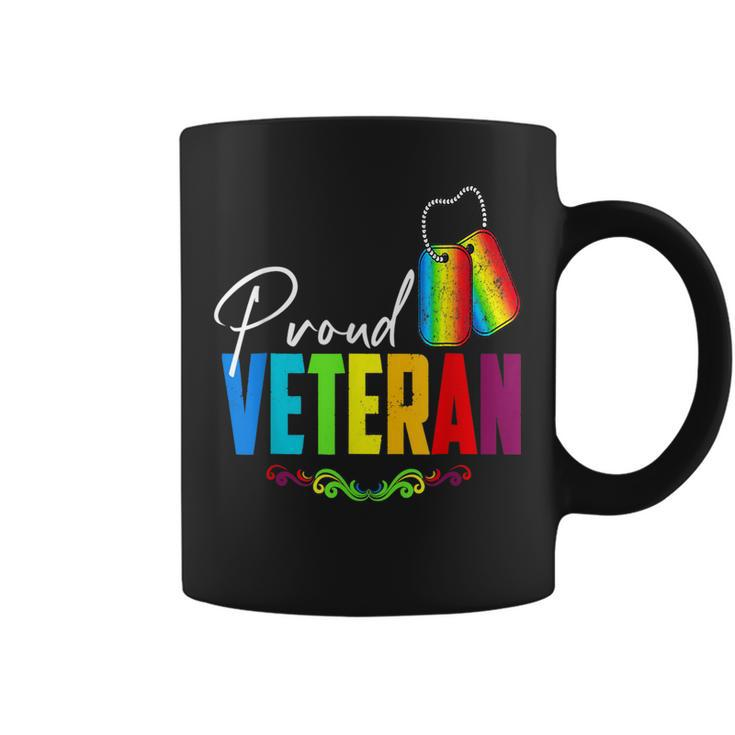 Proud Veteran Trans Military Lgbtq Rainbow Gay Pride Flag  Coffee Mug