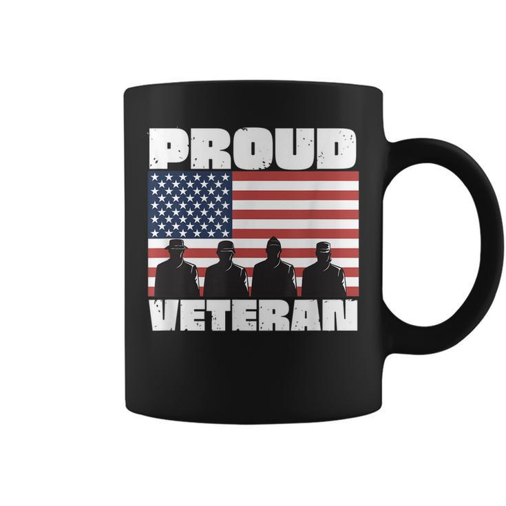 Proud Veteran Usa American Flag America Service Honor  Coffee Mug