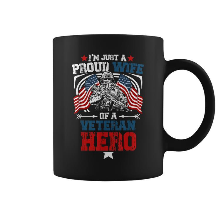 Proud Wife Veteran Hero Us Flag Vintage Veterans Day Husband  Coffee Mug