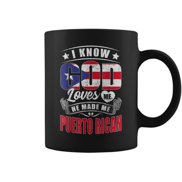 Puerto Rico Flag God Loves Me Funny Puerto Ricans  Coffee Mug