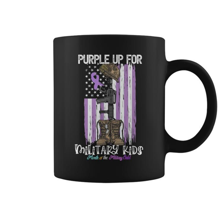 Purple Up For Military Kids Support Us Flag Military Month Coffee Mug