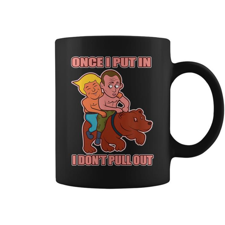 Putin Trump Riding Bear Design Horse Russia Funny  Coffee Mug