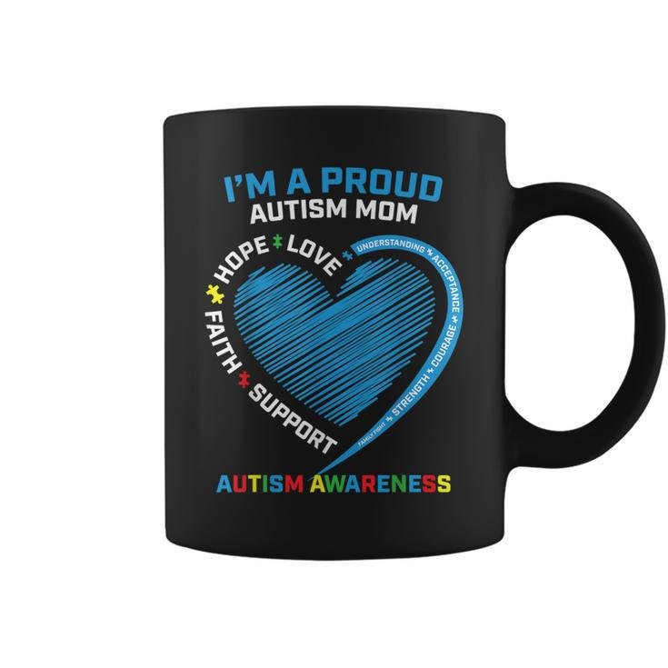 Puzzle Piece Heart Awareness Daughter Son Proud Autism Mom  Coffee Mug