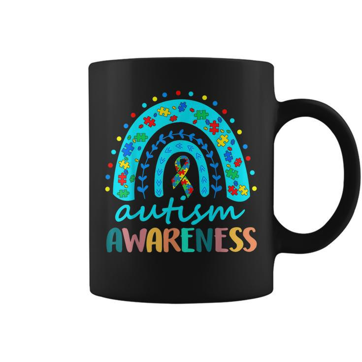 Puzzle Rainbow In April We Wear Blue Autism Awareness Month Coffee Mug