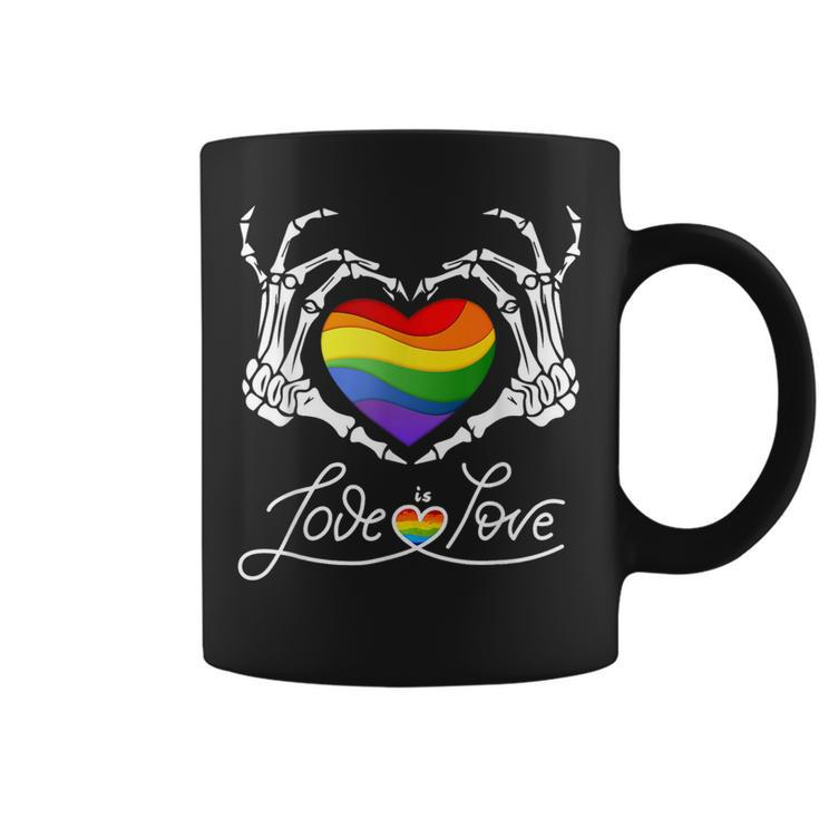 Rainbow Skeleton Heart Love Is Love Lgbt Gay Lesbian Pride  Coffee Mug