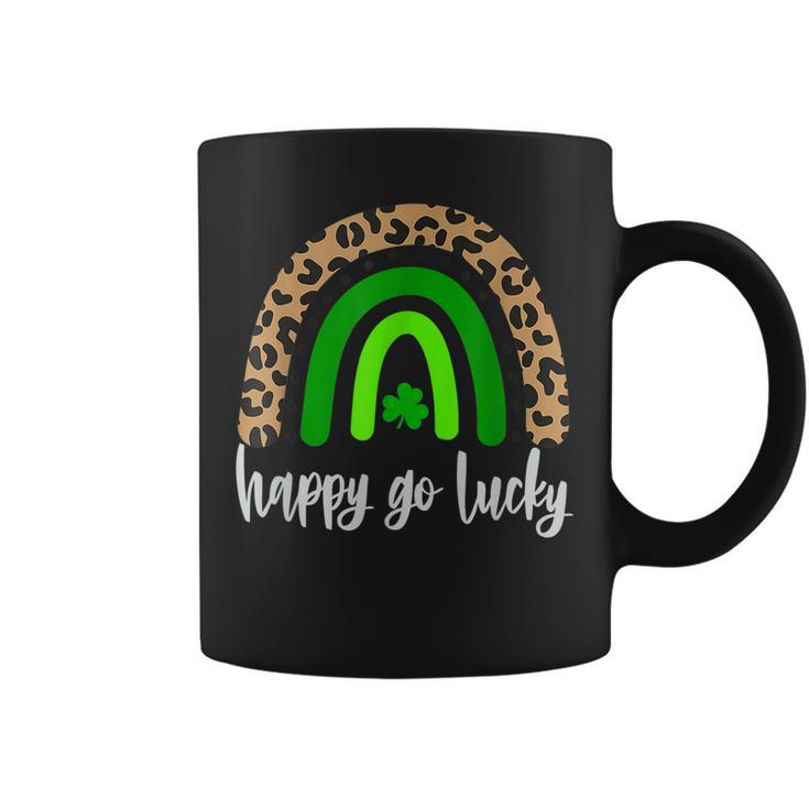 Rainbow St Patricks Day Leopard Print Happy Go Lucky  Coffee Mug