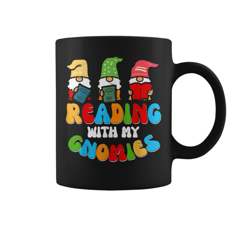 Reading With My Gnomies Funny Gnomes Book Lover  Coffee Mug