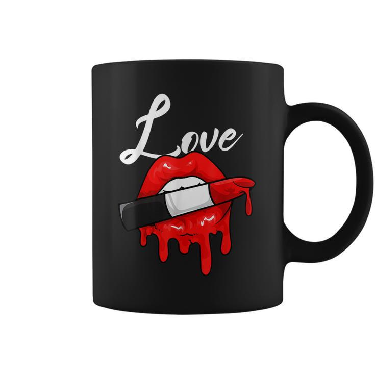Red Lipstick Lips Love Valentines Day Make Up Valentines  Coffee Mug