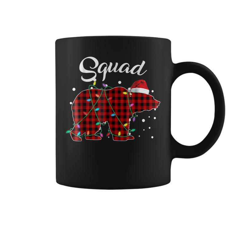 Red Plaid Squad Bear Matching Buffalo Pajama Coffee Mug