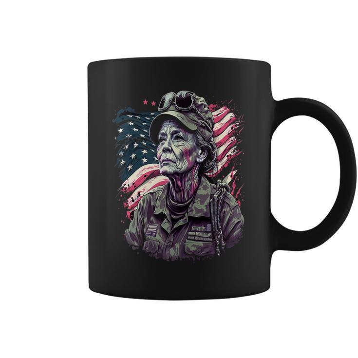 Retired Military Vintage Veteran American Mom  Coffee Mug