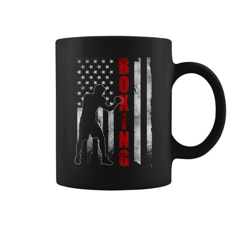 Retro American Boxing Apparel Us Flag Boxer  Coffee Mug
