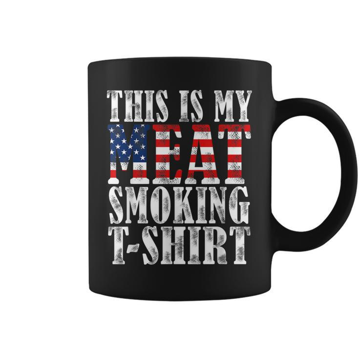 Retro Bbq Smoker Vintage Us Flag This Is My Meat Smoking  Coffee Mug