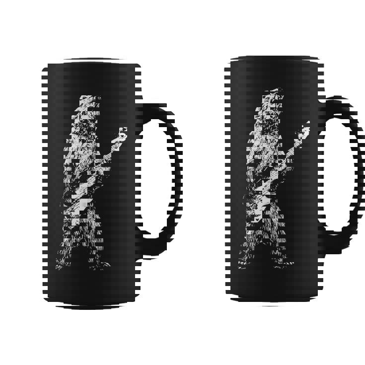 Retro Bear Playing Bass Guitar Bear Guitarist Music Lovers Coffee Mug