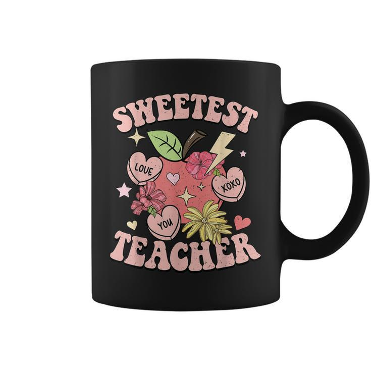 Retro Cute Apple Sweetest Teacher Funny Valentines Day  Coffee Mug