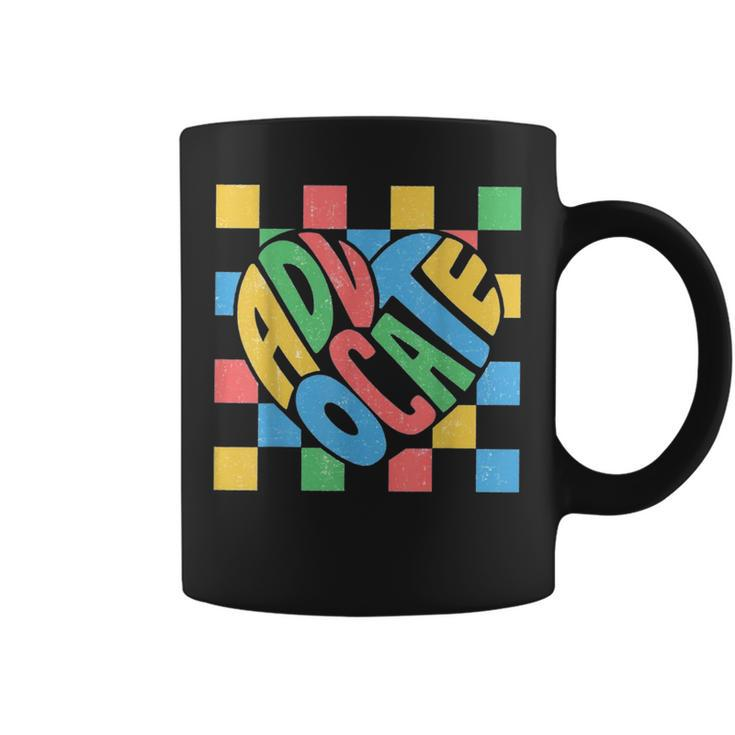 Retro Cute Heart Advocate Autism Awareness Special Education  Coffee Mug