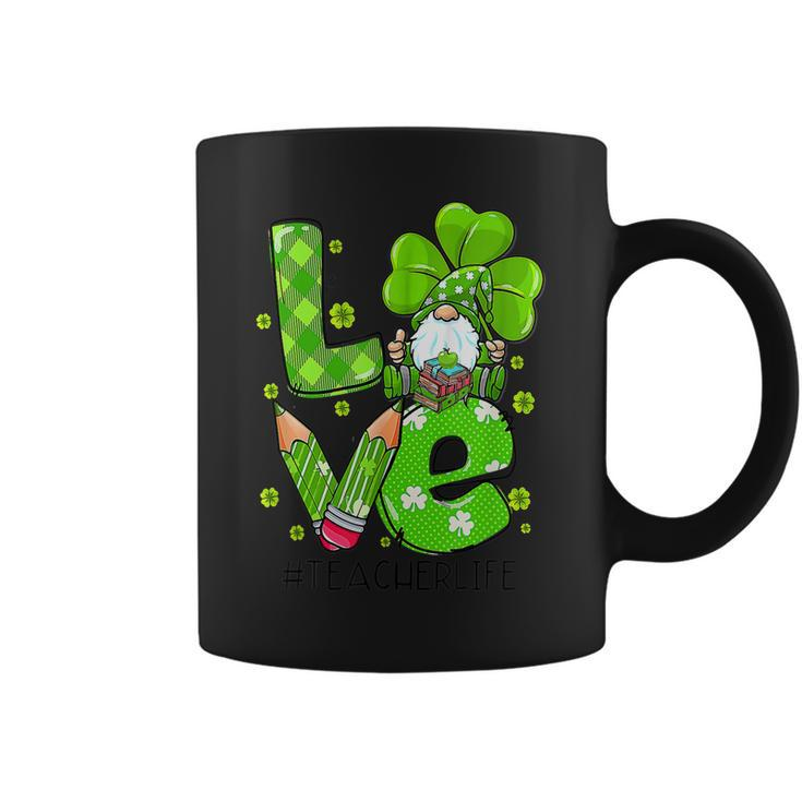 Retro Cute Irish Gnome Love Teacher Shamrock St Patricks Day  Coffee Mug