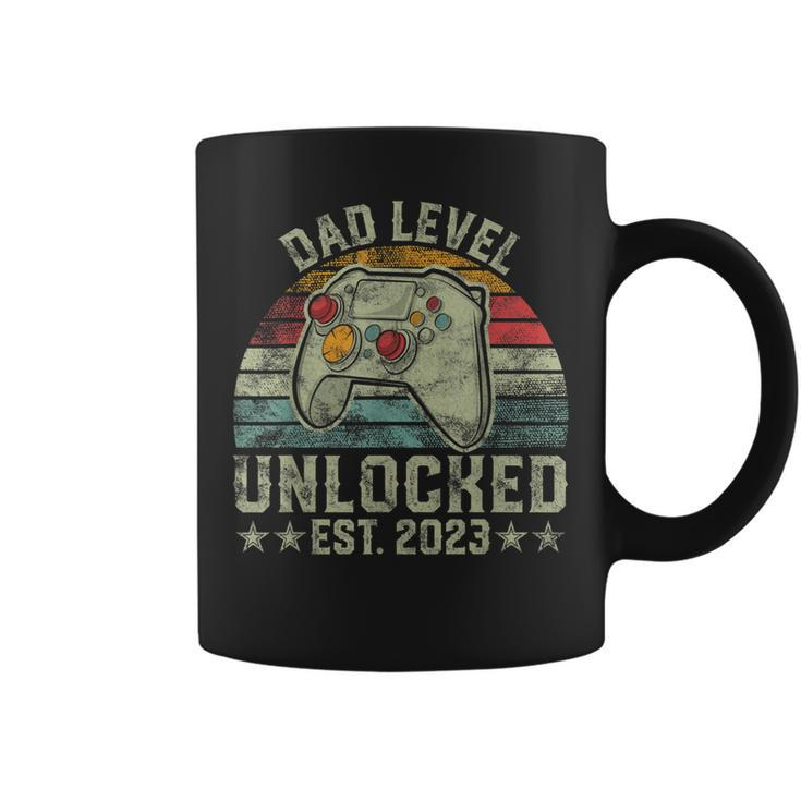 Retro Dad Level Unlocked Est 2023 - Funny New Dad  Coffee Mug