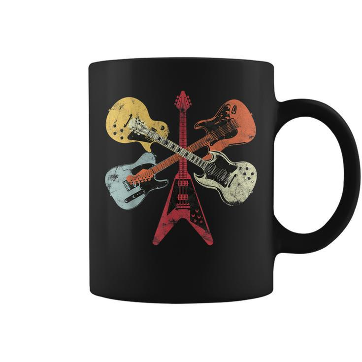 Retro Distressed Guitar Collection Rock Music Fan Guitarist  Coffee Mug