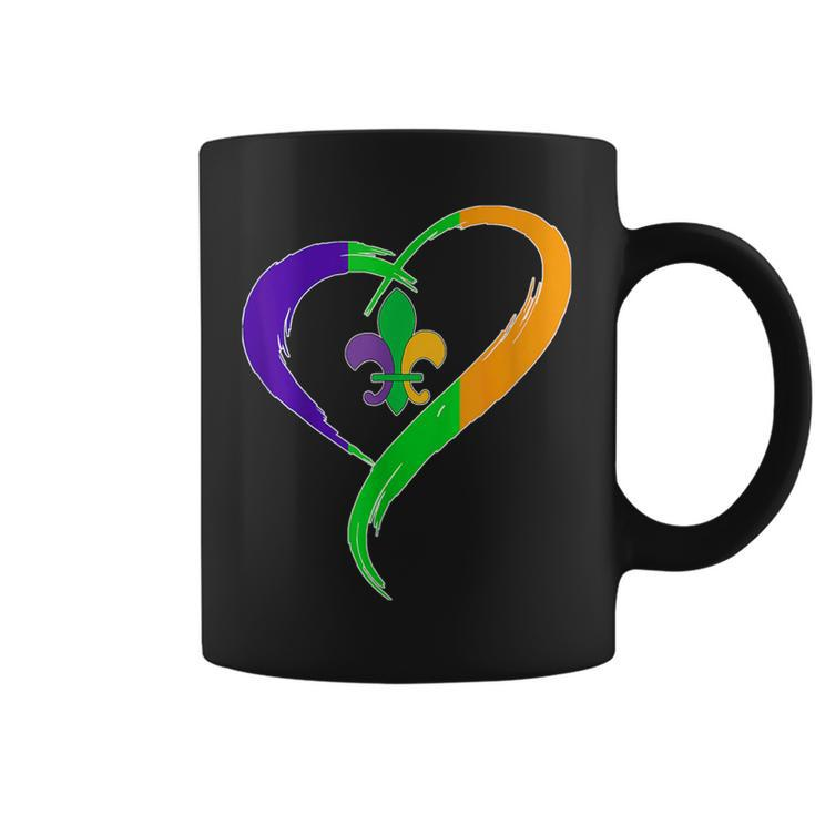 Retro Mardi Gras Heart Mardi Gras  Coffee Mug