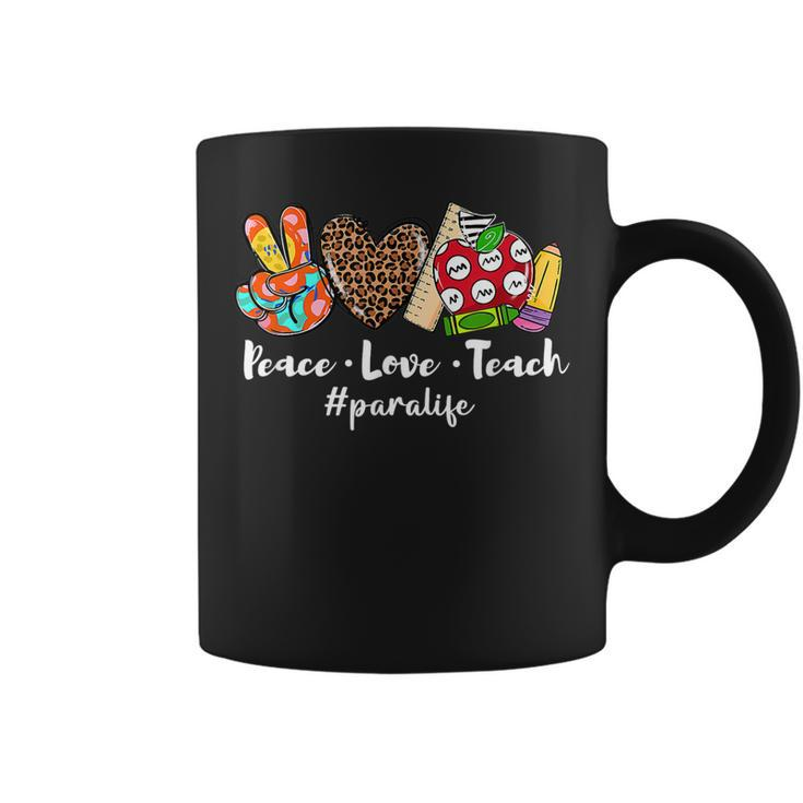 Retro Peace Love Teach Paraeducator Life Leopard Para Gifts  Coffee Mug