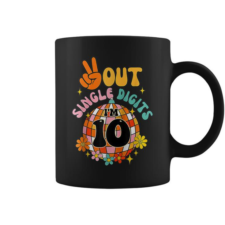 Retro Peace Out Single Digits Im 10 Year Old 10Th Birthday  Coffee Mug