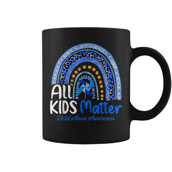 Retro Rainbow All Kids-Matter Pinwheel Child Abuse Awareness  Coffee Mug