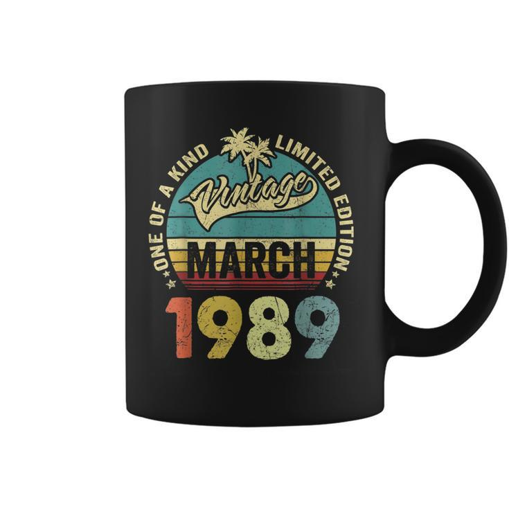Retro Vintage 34Th Birthday Awesome Since March 1989 Coffee Mug