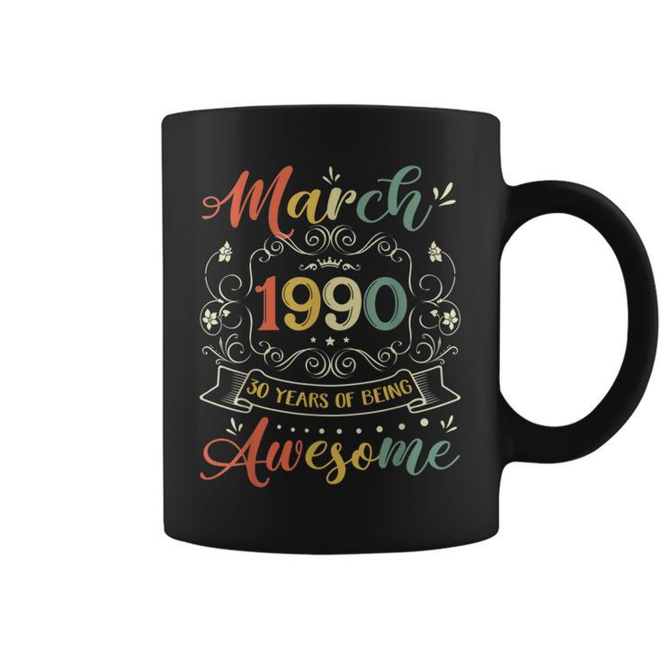 Retro Vintage March 1990 30Th Birthday Gift 30 Years Old  Coffee Mug