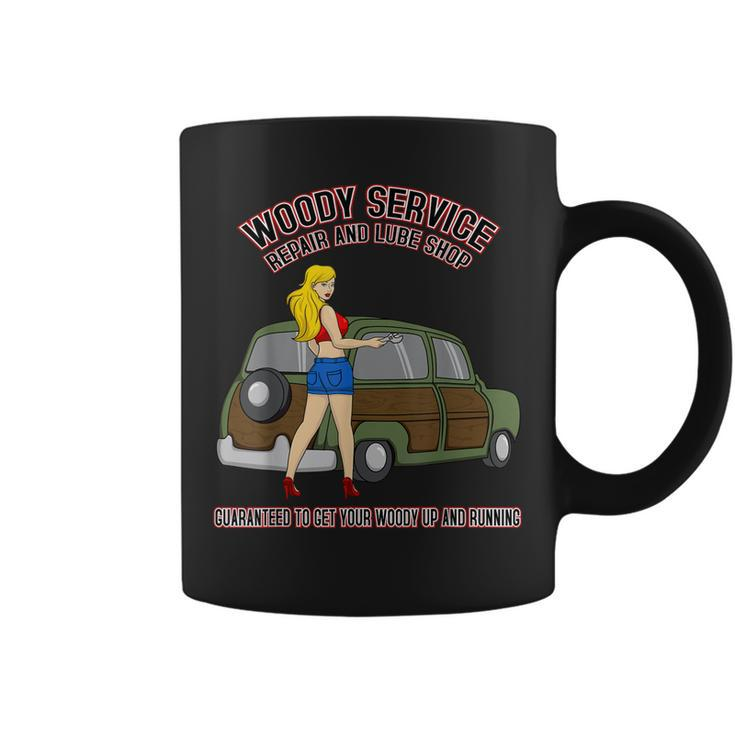Retro Vintage Sexy Pinup Girl Mechanic Auto Big Woody Wagon Coffee Mug