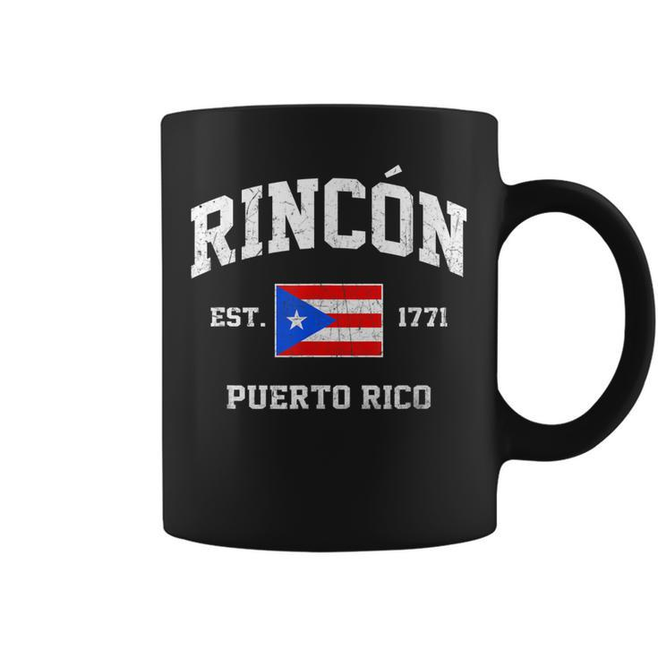 Rincón Puerto Rico Vintage Boricua Flag Athletic Style  Coffee Mug