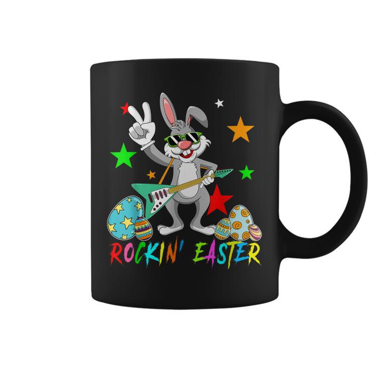 Rockin Easter Bunny Sunglasses Playing Guitar Guitarist  Coffee Mug