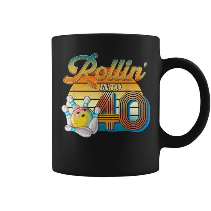 Rollin Into 40Th Birthday Bowler 40 Years Old Bowling Party  Coffee Mug