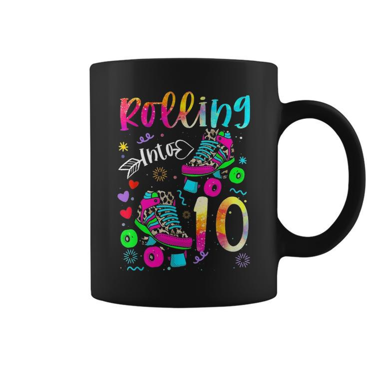 Rolling Into 10Th Birthday Leopard Roller Skates 10 Yrs Old Coffee Mug