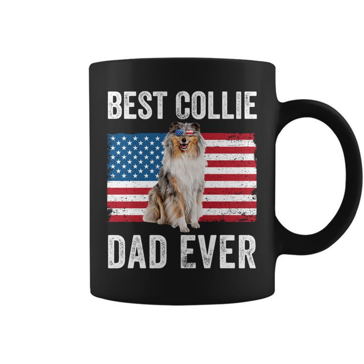 Rough Collie Dad American Flag Collie Dog Lover Owner Funny Coffee Mug