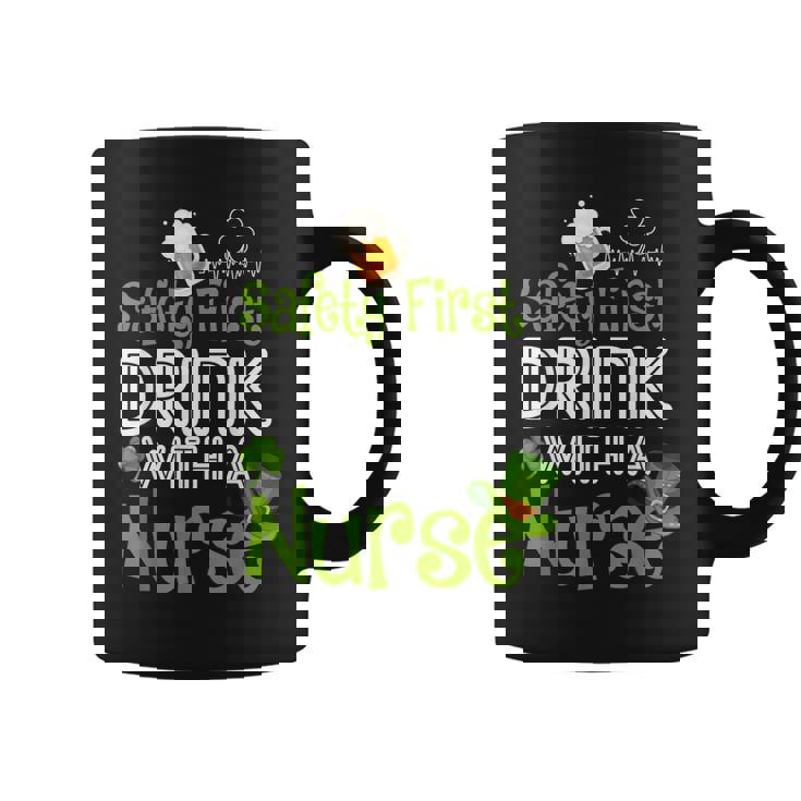 Safety First Drink With A Nurse Heartbeat St. Patricks Day T-Shirt