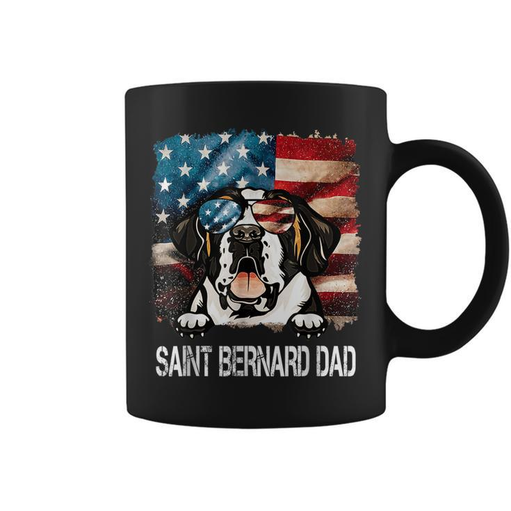 Saint Bernard Dad American Flag 4Th Of July Dog Fathers Day Gift For Mens Coffee Mug