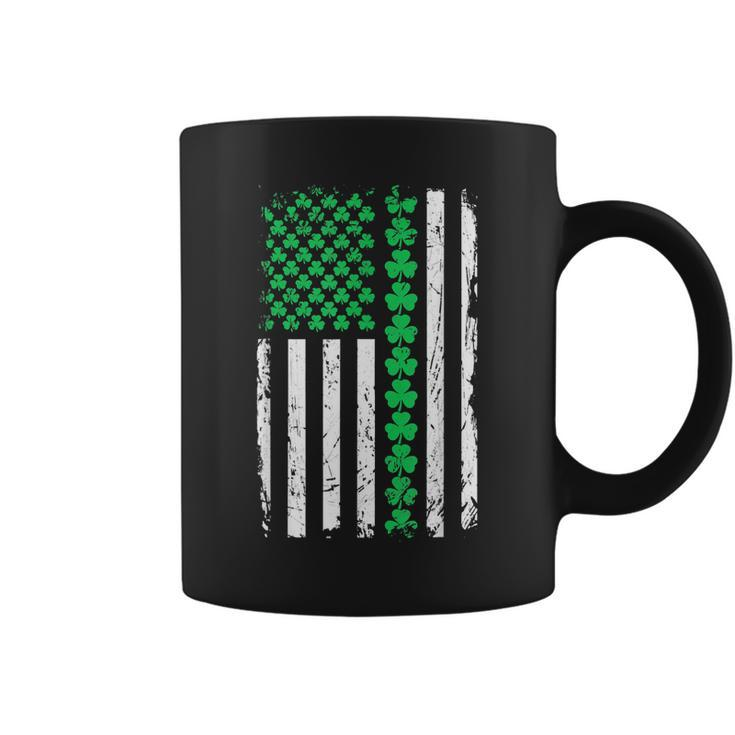 Saint Pattys Irish St Patricks Day Shamrock American Flag  Coffee Mug