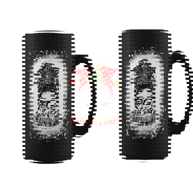Santas Favorite Lunch Lady Messy Bun Mom Christmas Bleached  Coffee Mug