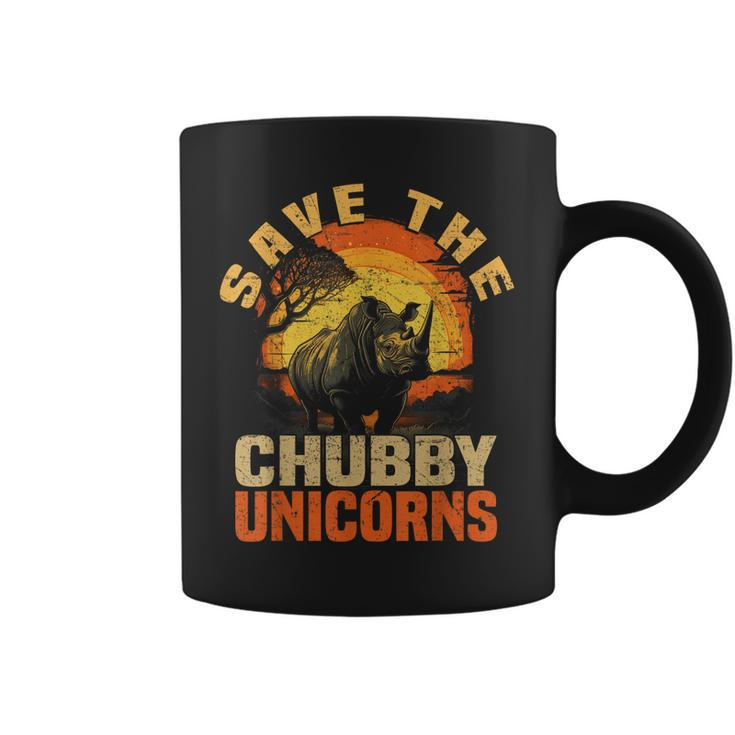 Save The Chubby Unicorns Vintage Funny Rhino Animal Rescue  Coffee Mug