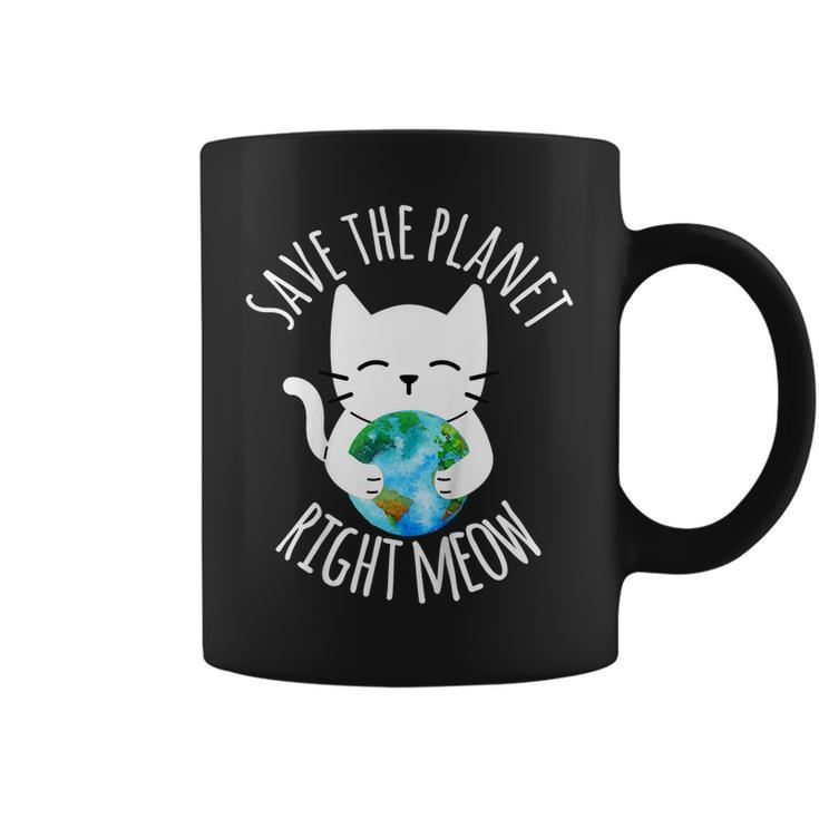 Save The Planet Right Meow Funny Cat Earth Day Women Coffee Mug
