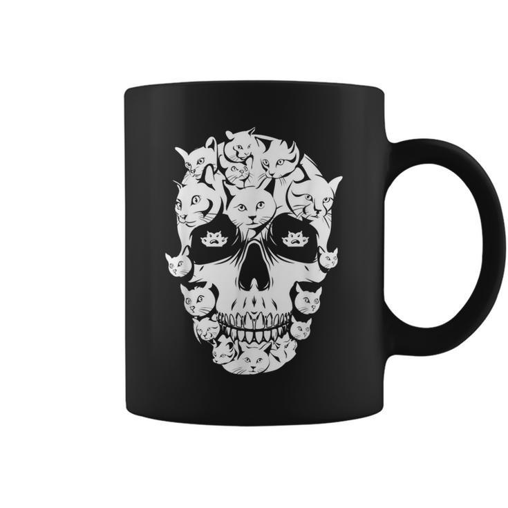 Scary Halloween Cat Skull Costume Black Cat Kitty Skeleton Coffee Mug