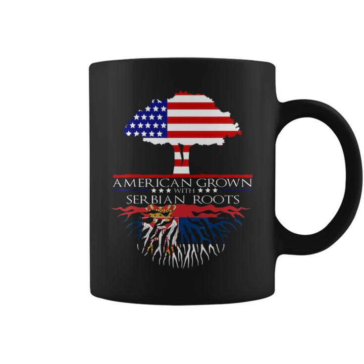 Serbian Roots American Grown Us Serbia Serb Flag Coffee Mug