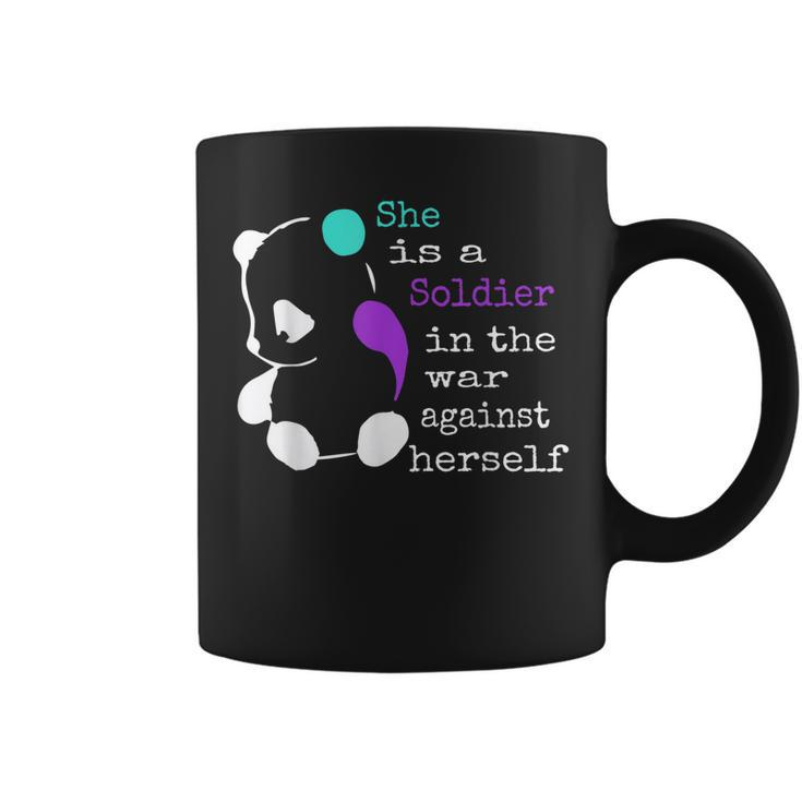 She Is A Soldier Semicolon Gift Suicide Prevention Awareness  Coffee Mug