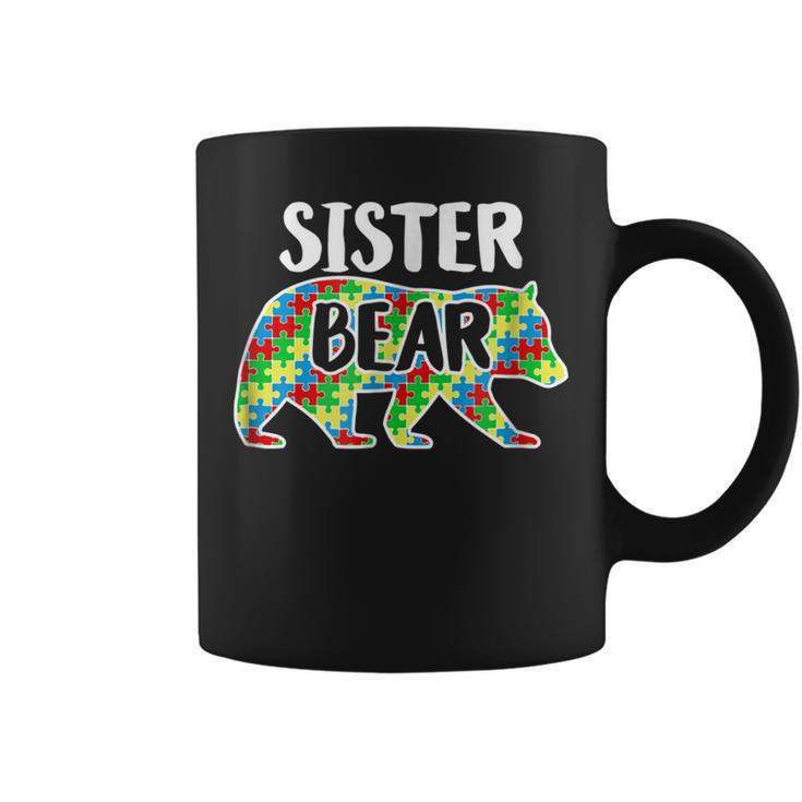 Sister Bear Autism Awareness Month Family Support Coffee Mug