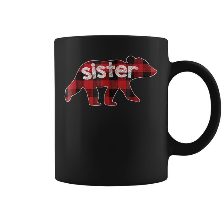 Sister Bear Plaid T  Buffalo Plaid Sister Family Bear Coffee Mug