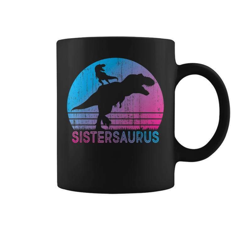 Sistersaurus Vintage Sunset Trex Dinosaur Sister Gift Coffee Mug