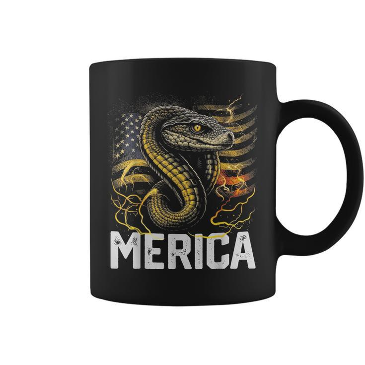 Snake Reptile 4Th Of July American Flag Usa Merica Funny  Coffee Mug
